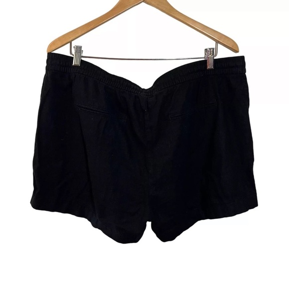 Old Navy Black Linen Blend Shorts XL Elastic Waistband Drawstring Loose Fit Pant - Picture 2 of 5